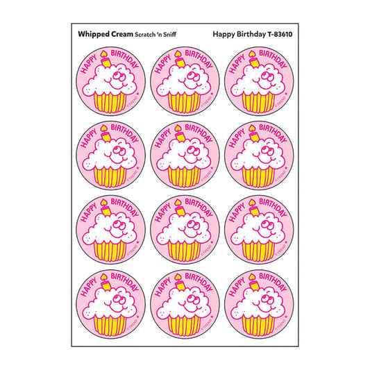 Happy Birthday/Whipped Cream Scented Stickers, Pack of 24