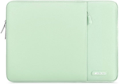 Laptop Sleeve Bag Compatible with Macbook Air/Pro, 13-13.3 Inch Notebook, Compatible with Macbook Pro 14 Inch M3 M2 M1 Chip Pro Max 2024-2021, Polyester Vertical Case with Pocket, Tea Green