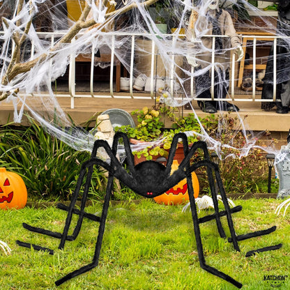 , Halloween Yard Decorations - Black Hairy Spider, 79 Inch | Halloween Outdoor Decorations | Fake Bendable Scary Spider for Halloween Yard Party