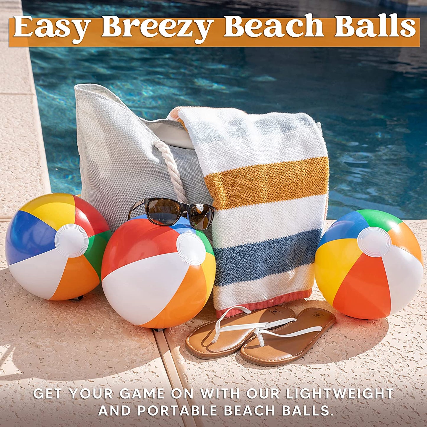 12 Packs 16" Inflatable Beach Balls, Large Rainbow Beach Balls Bulk for Pool Parties, Kids and Adults Summer Pool Party Toys, Beach Toys, Party Favors(16'')