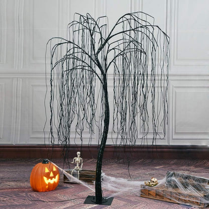 7 Feet Halloween Willow Tree with Spiders, 256 LED Lights for Home, Festival,Nativity, Party, and Christmas Decoration,Indoor Outdoor Use, Purple