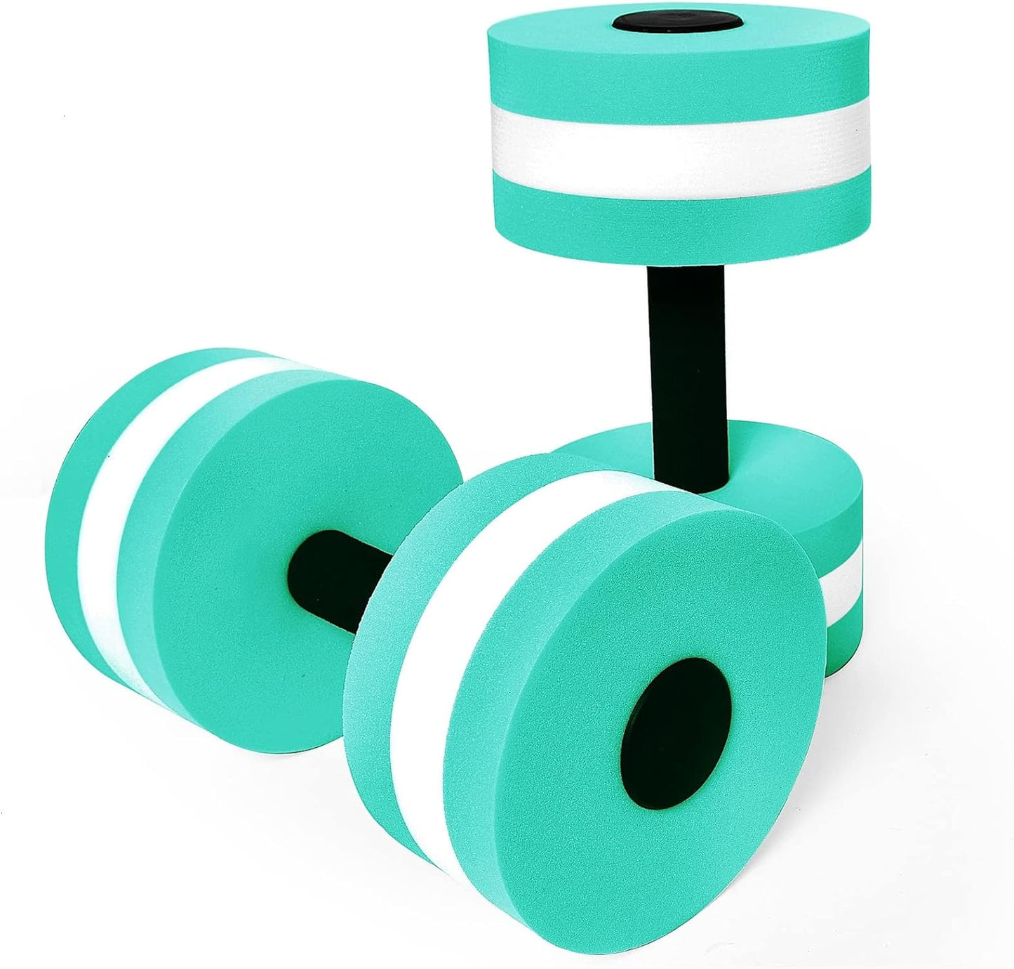 Aquatic Dumbells Set of 2 Water Dumbbells for Water Aerobics Water Weights for Pool Exercise Set High-Density Eva-Foam Pool Dumbbells, Cyan