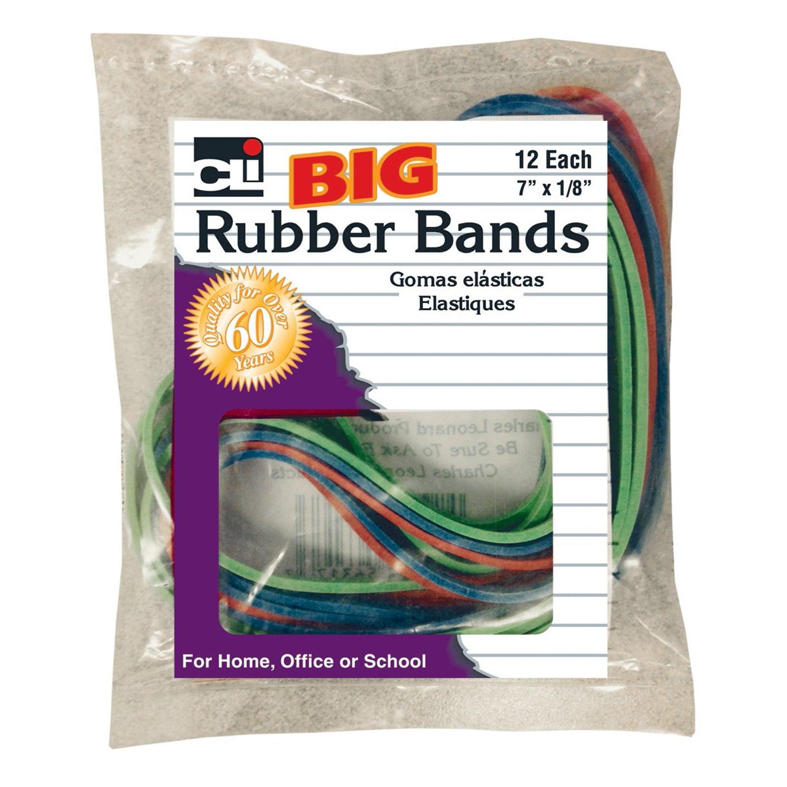 Big Rubber Bands, 7" x 1/8", 12 Per Pack, 12 Packs - Loomini