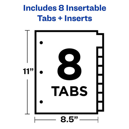 Big Tab™ Insertable Dividers, Buff Paper, 8-Tab Set, Multicolor, 12 Sets - Loomini