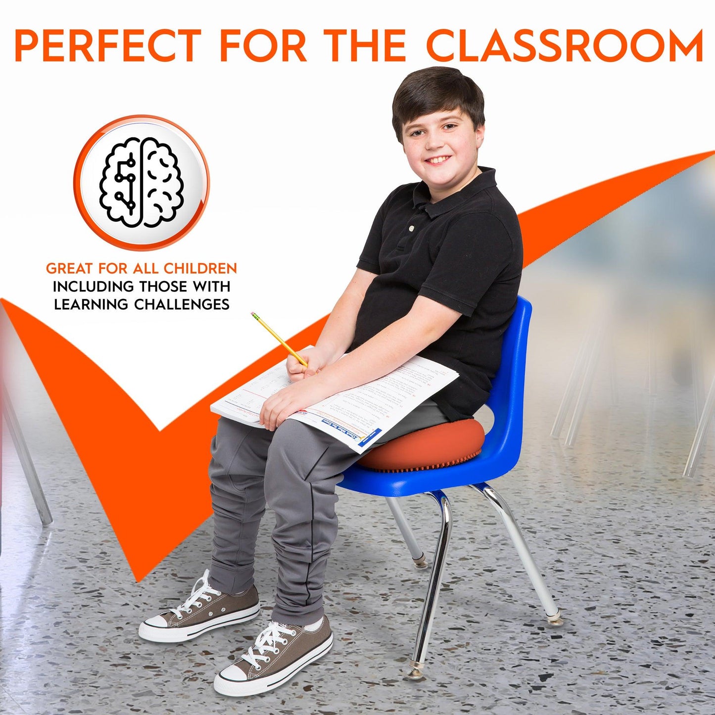 Big Wiggle Seat Sensory Cushion, Orange - Loomini