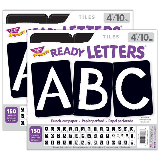 Black 4" Tiles Uppercase Ready Letters®, 150 Pieces Per Pack, 2 Packs - Loomini