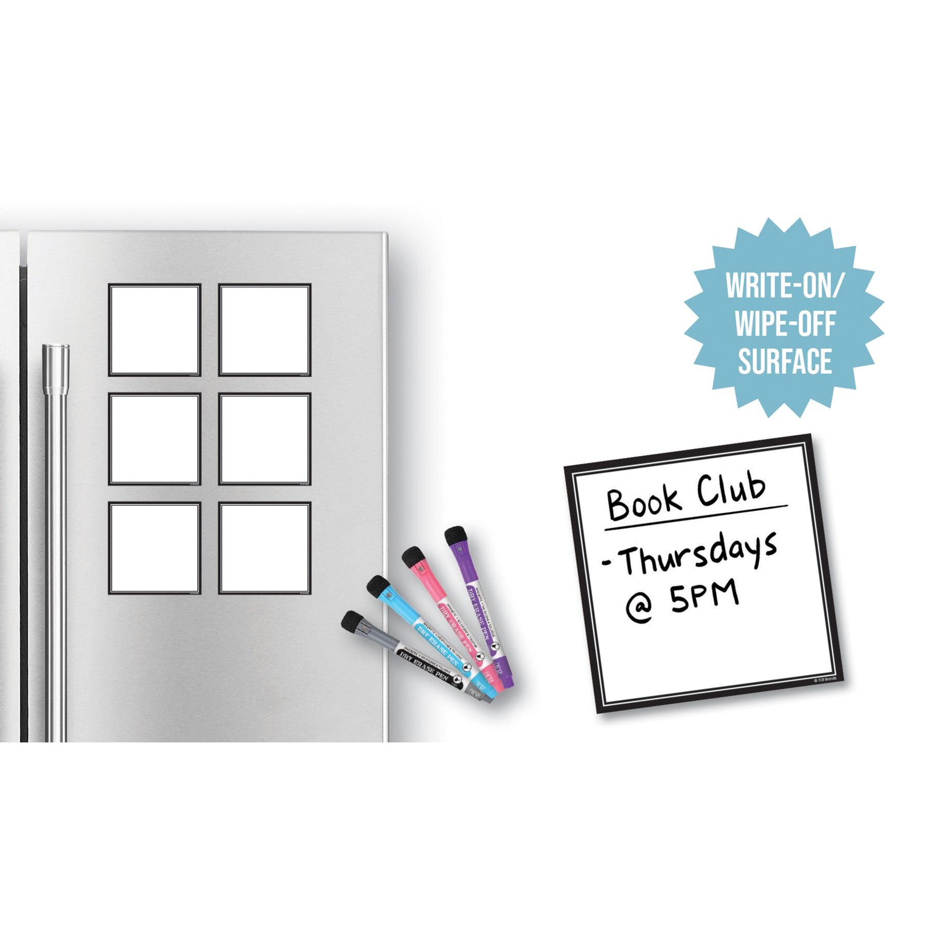 Black & White Dry-Erase Magnetic Square Notes - Loomini