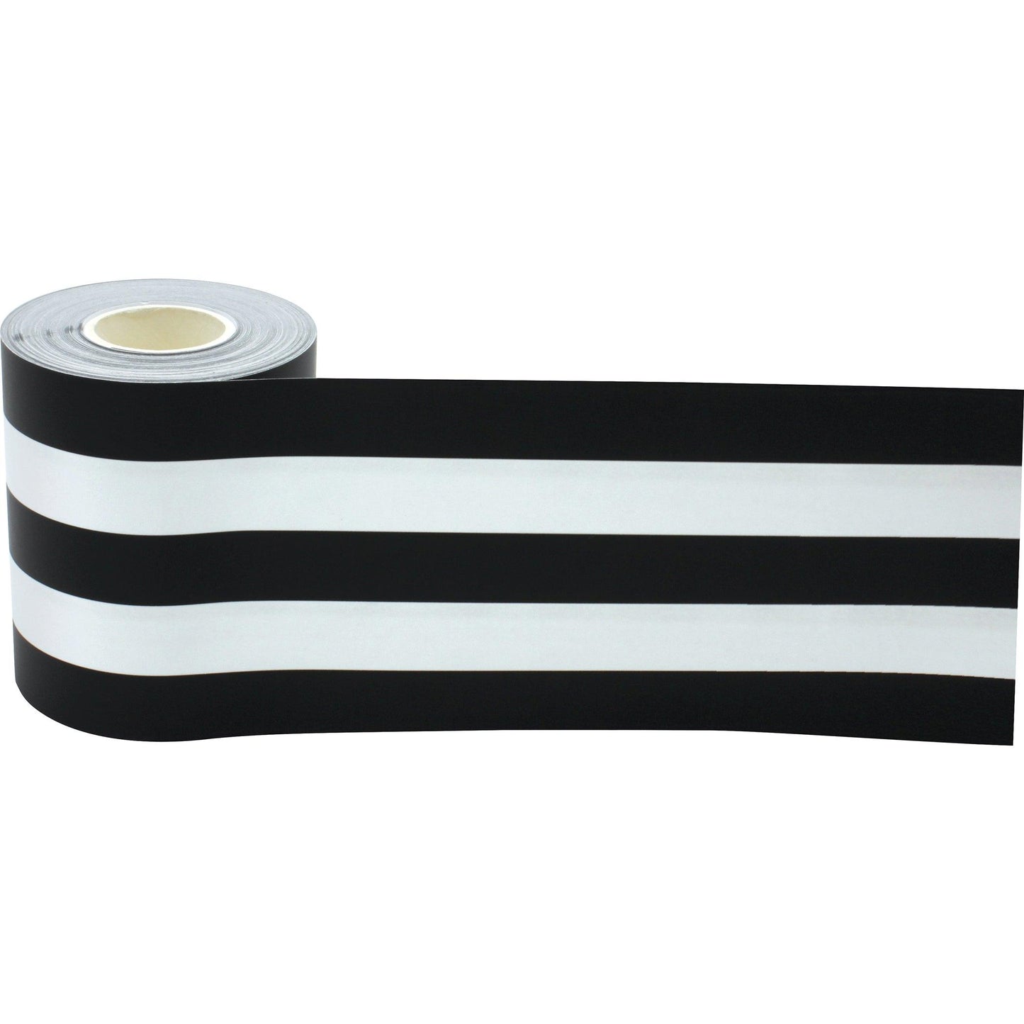 Black & White Stripes Straight Rolled Border Trim, 50 Feet Per Roll, Pack of 3 - Loomini