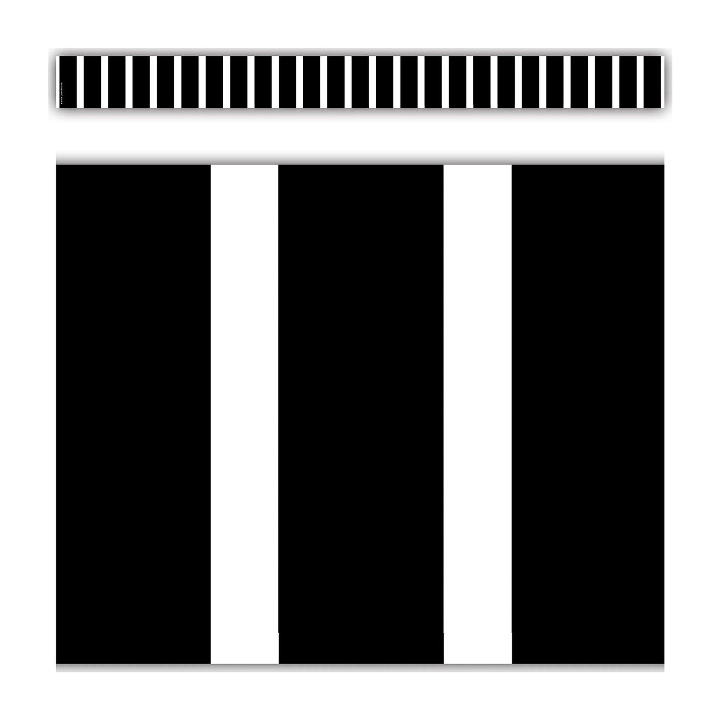 Black and White Vertical Stripes Straight Border Trim, 35 Feet Per Pack, 6 Packs - Loomini