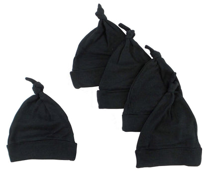 Black Knotted Baby Cap (pack Of 5) - Loomini