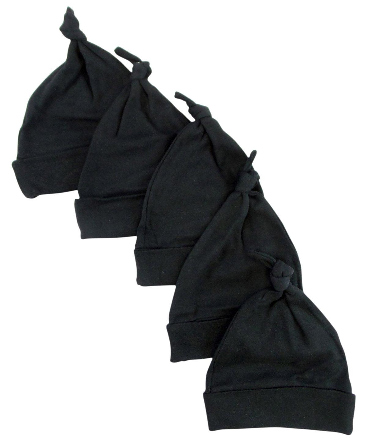 Black Knotted Baby Cap (pack Of 5) - Loomini