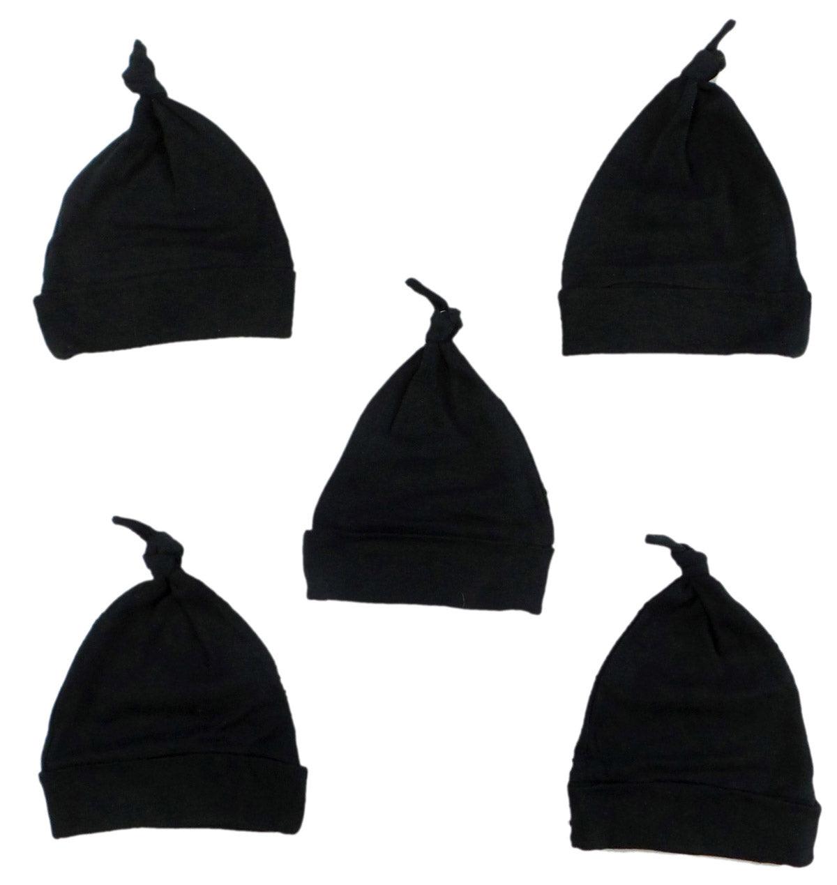 Black Knotted Baby Cap (pack Of 5) - Loomini