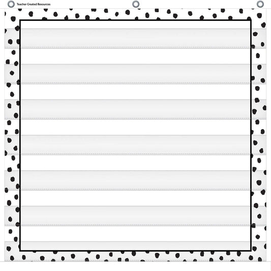 Black Painted Dots on White 7 Pocket Chart, 28" x 28" Teacher Created Resources®