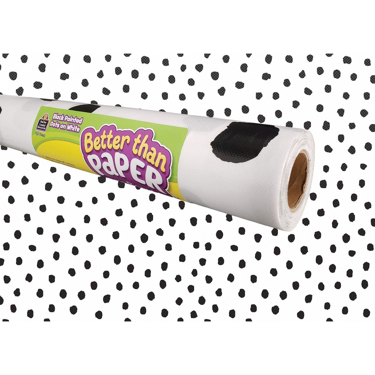 Black Painted Dots on White Better Than Paper Bulletin Board Roll, 4' x 12', Pack of 4 - Loomini