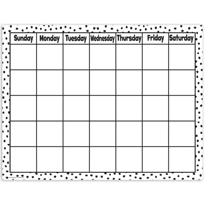 Black Painted Dots on White Calendar Chart, 17" x 22", Pack of 6 - Loomini