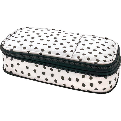 Black Painted Dots on White Pencil Case, Pack of 3 - Loomini