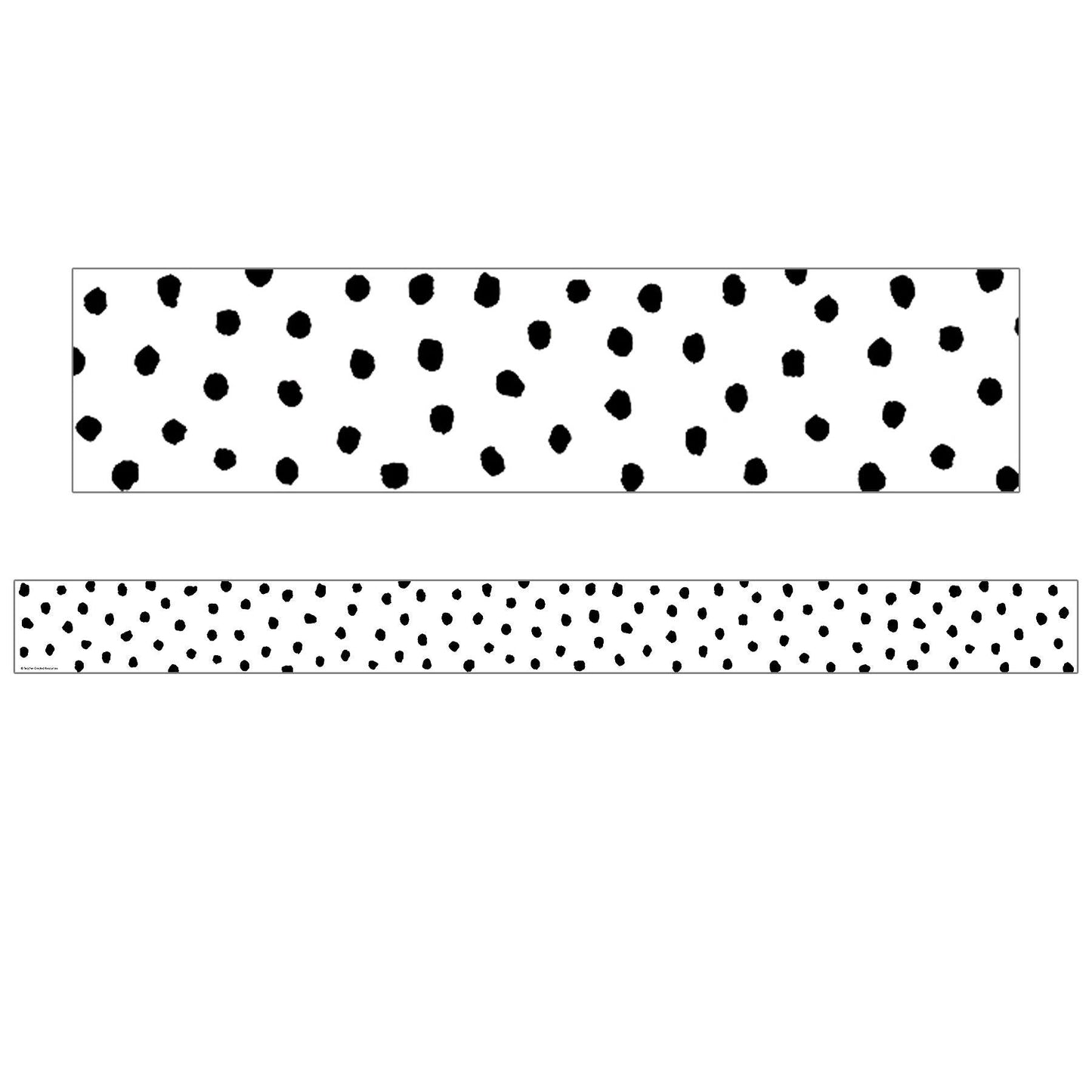 Black Painted Dots on White Straight Border Trim, 35 Feet Per Pack, 6 Packs - Loomini