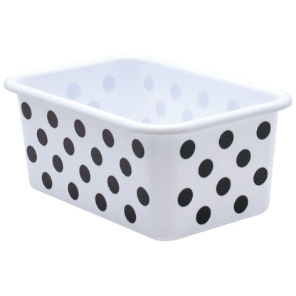 Black Polka Dots on White Small Plastic Storage Bin, Pack of 3 - Loomini