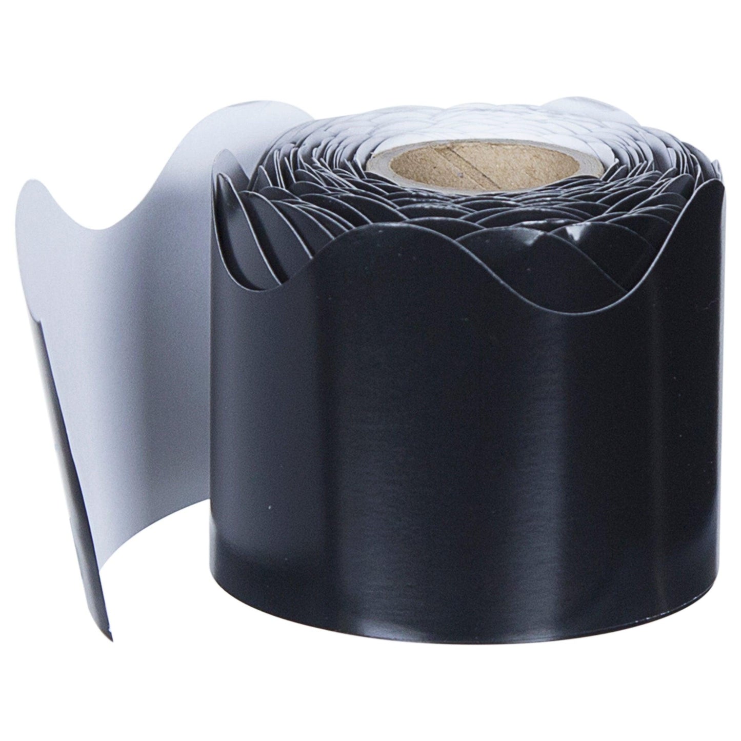 Black Rolled Scalloped Border, 36 Feet Per Roll, 6 Rolls - Loomini