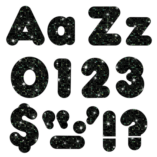 Black Sparkle 4" Casual Combo Ready Letters® - Loomini