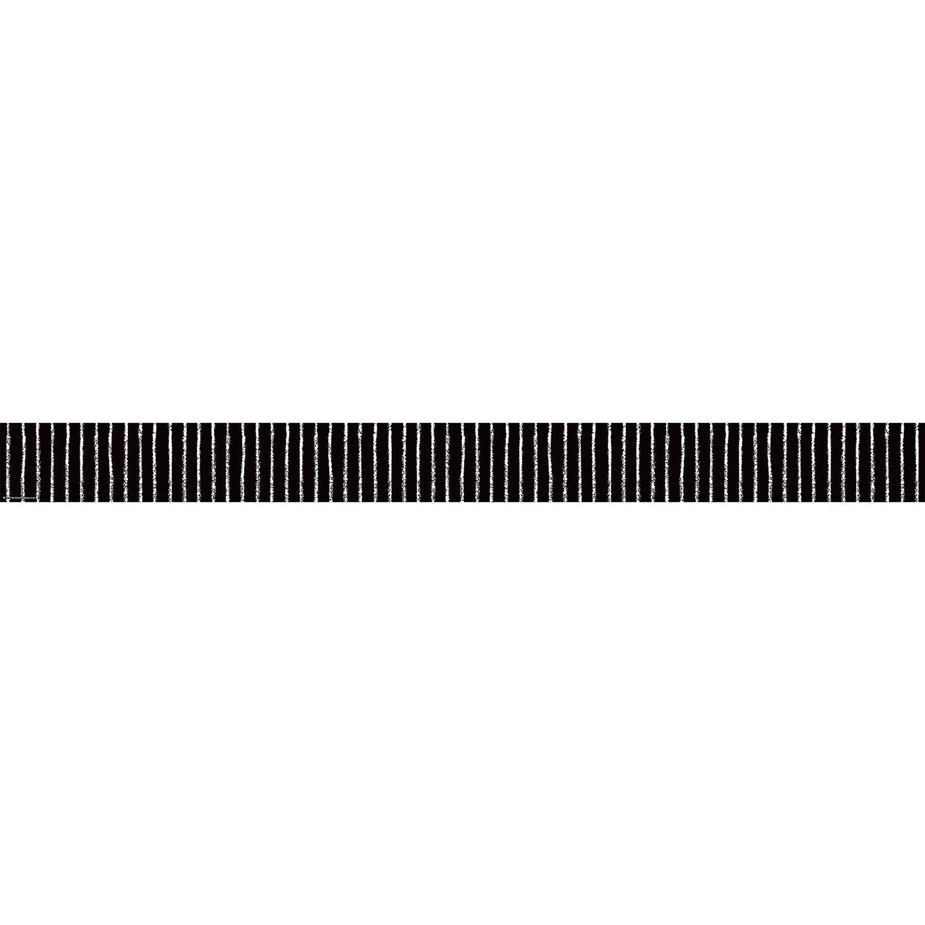 Black With White Pinstripes Straight Border Trim, 35 Feet Per Pack, 6 Packs - Loomini