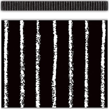 Black With White Pinstripes Straight Border Trim, 35 Feet Per Pack, 6 Packs - Loomini