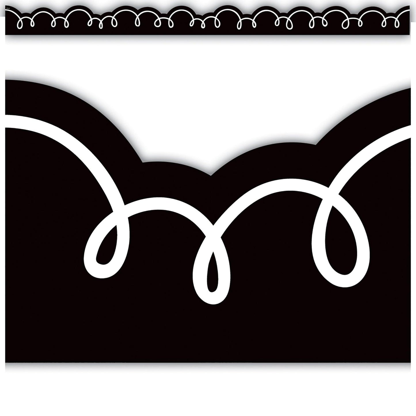 Black with White Squiggles Die-Cut Border Trim, 35 Feet Per Pack, 6 Packs - Loomini