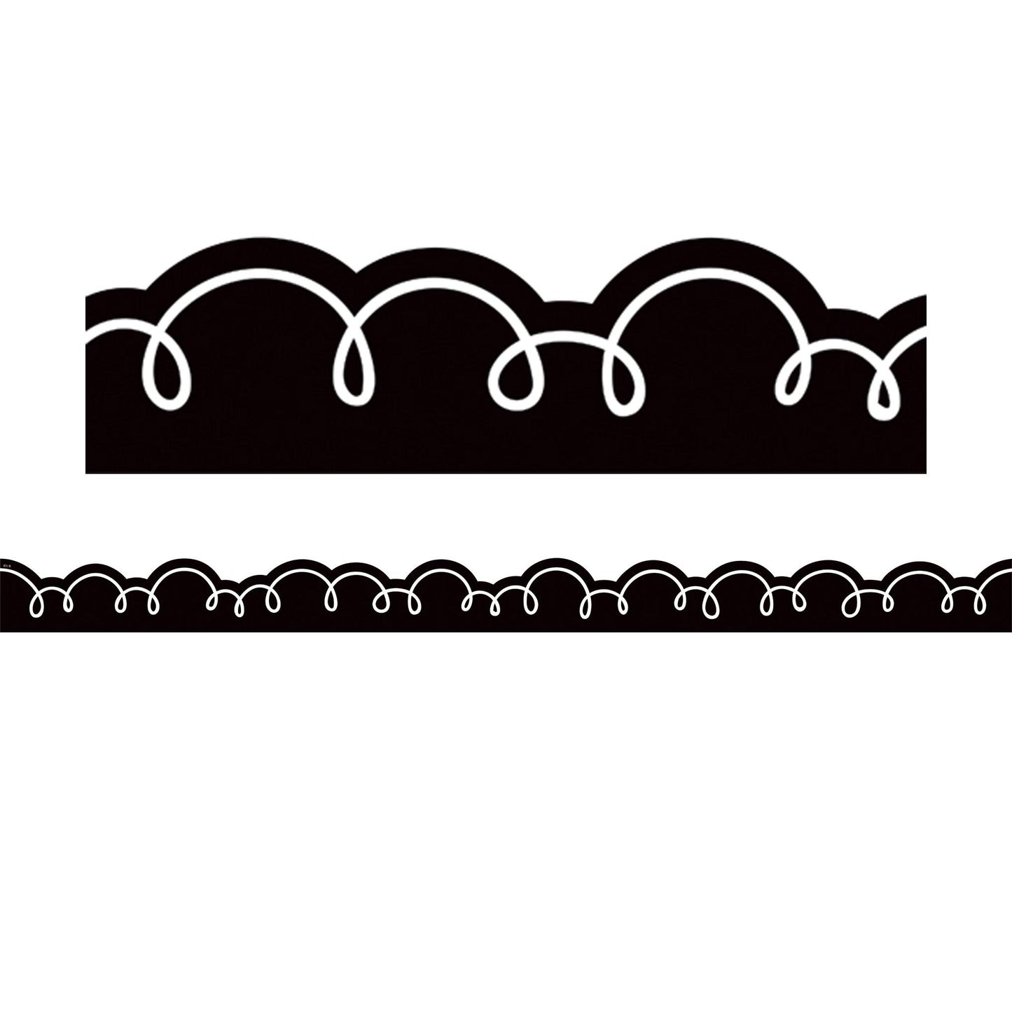 Black with White Squiggles Die-Cut Border Trim, 35 Feet Per Pack, 6 Packs - Loomini