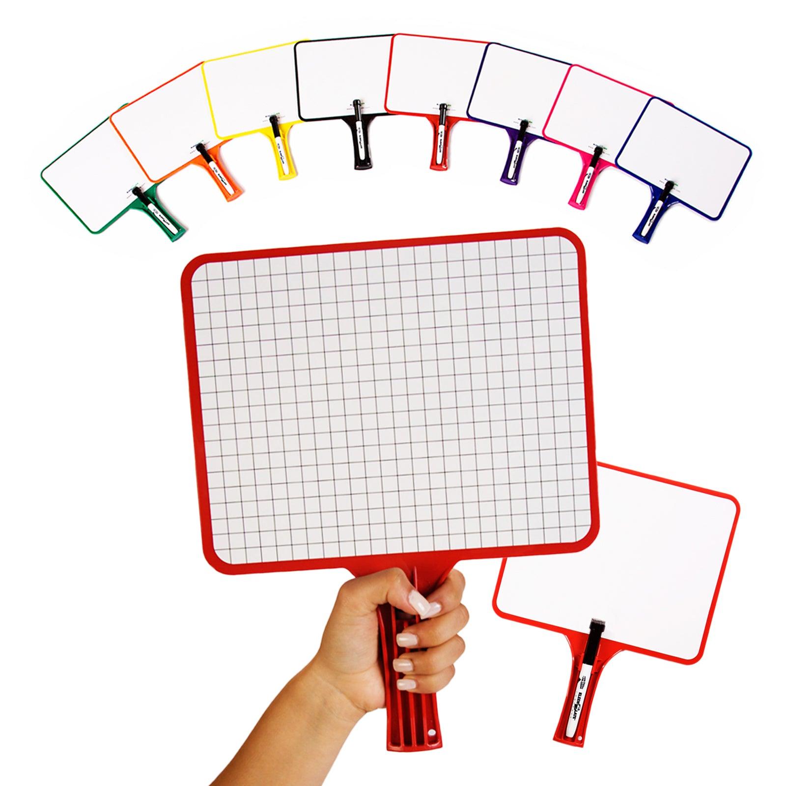 Blank/Lined 2-Sided Rectangular Dry Erase Paddles with Markers, Set of 10 - Loomini