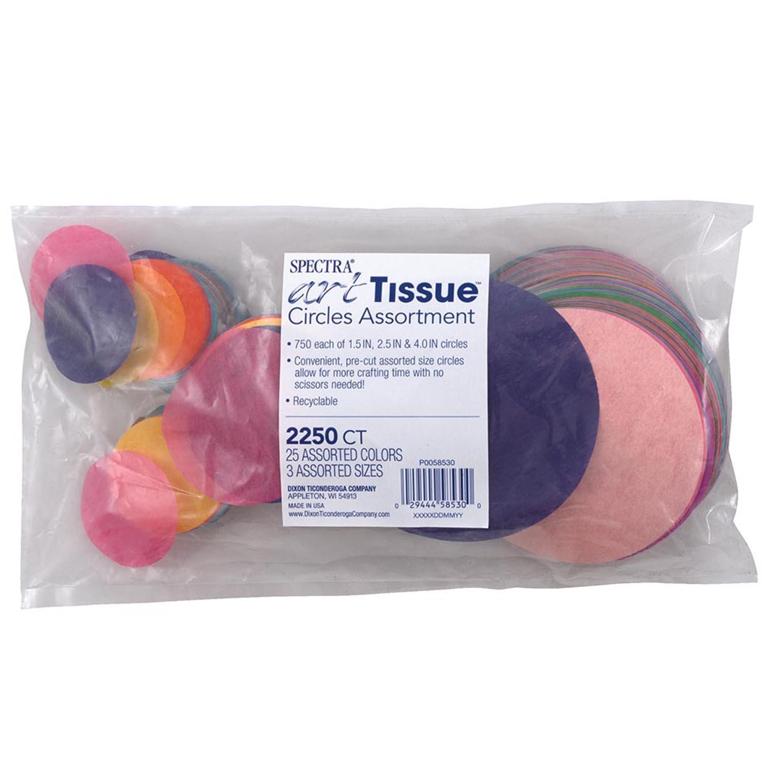 Bleeding Tissue Circles Assortment, 25 Assorted Colors, Assorted Sizes, 2,250 Circles - Loomini