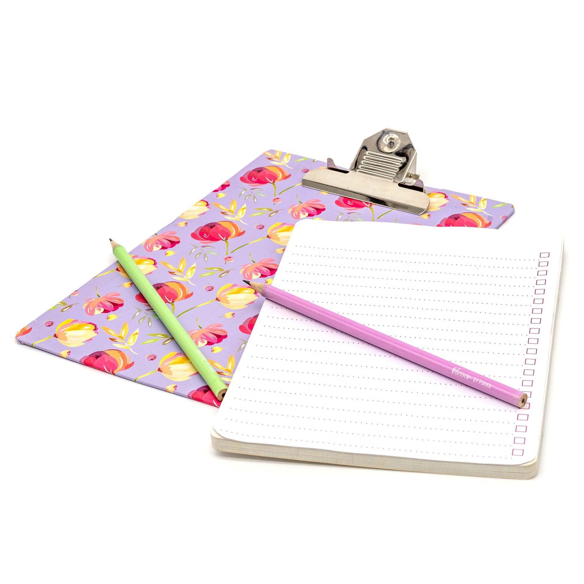 Blossom Clipboard with Pad - Pack 4 - Loomini