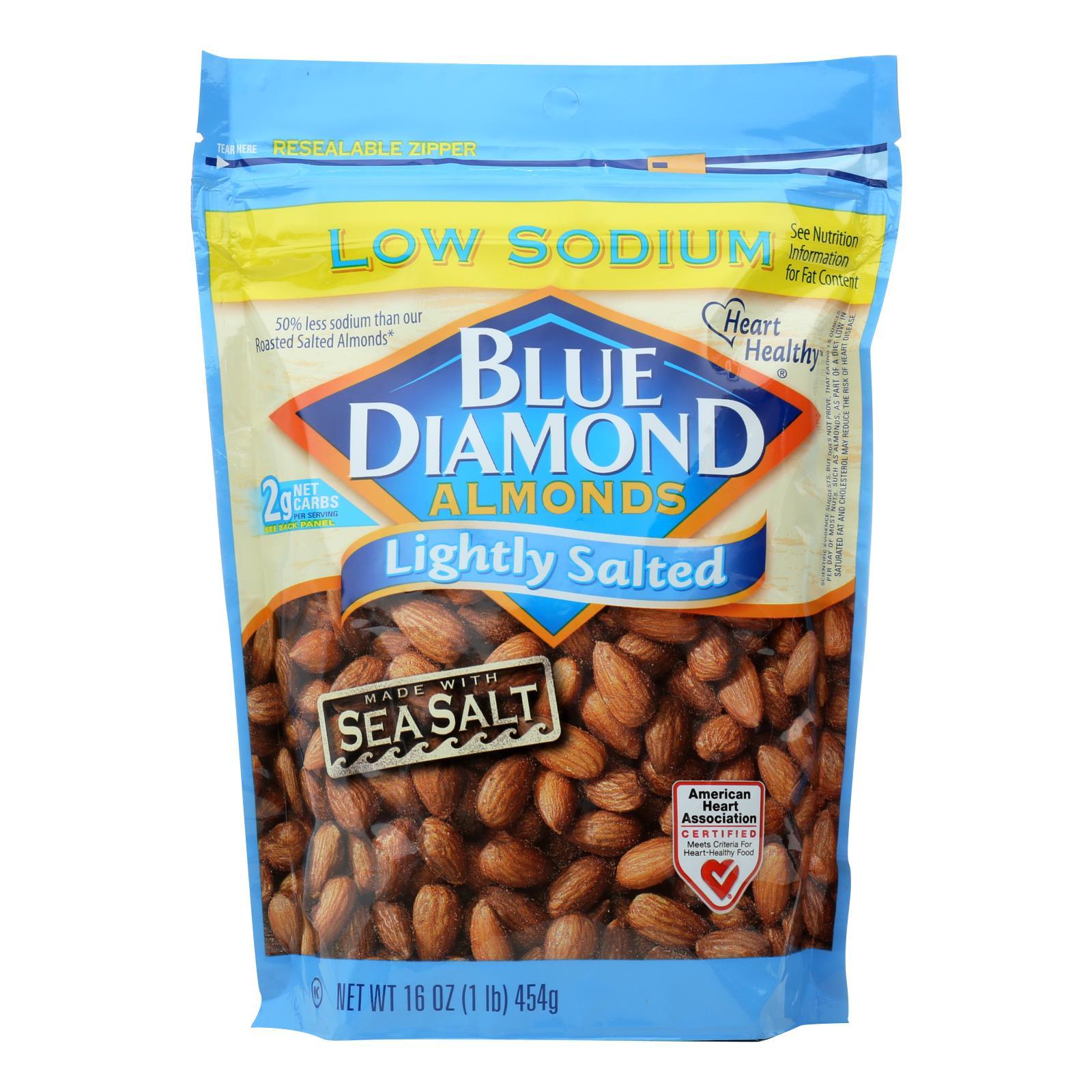 Blue Diamond Lightly Salted Low Sodium Almonds - Case Of 6 - 16 Oz - Loomini