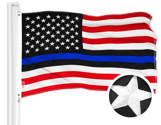 Blue Lives Matter Flag | 3x5 Ft | ToughWeave Series Embroidered 210D Polyester | Duty and Honor Flag Embroidered Design Indoor Outdoor Vibrant Colors Brass Grommets - Loomini