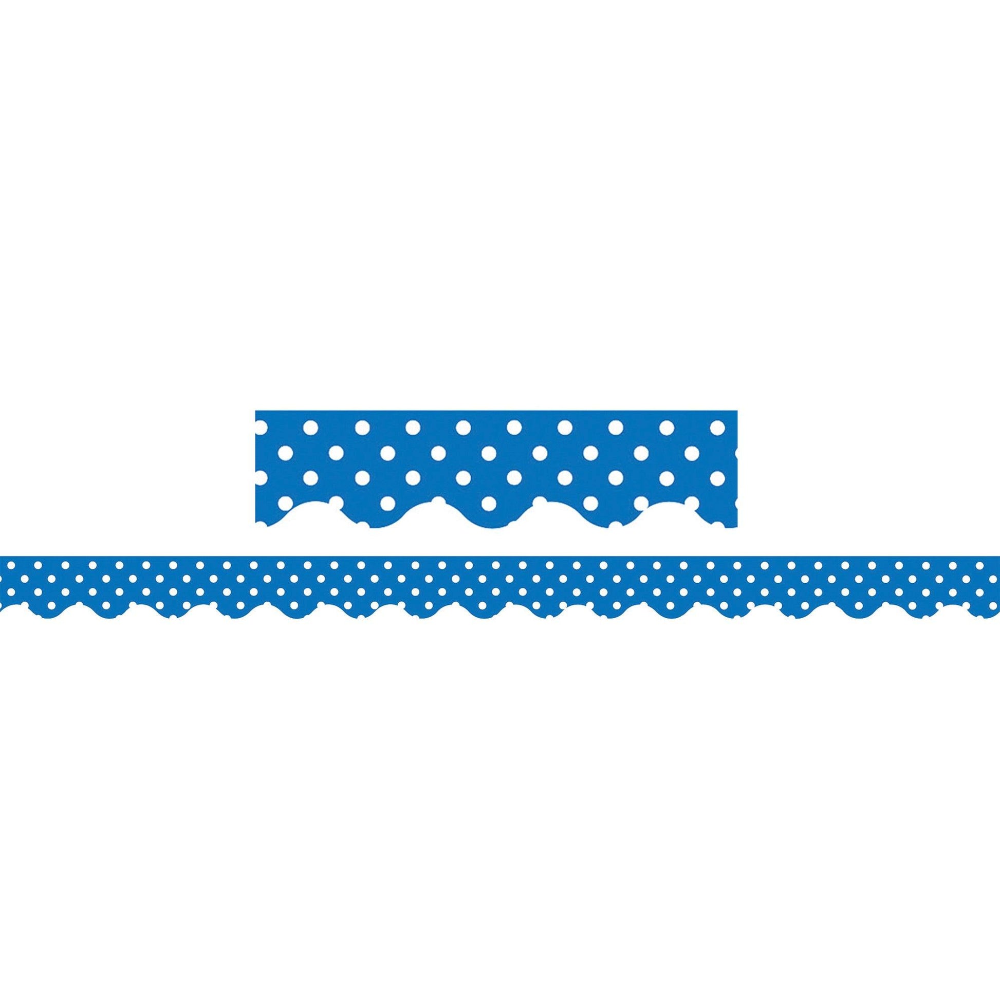 Blue Mini Polka Dots Border Trim, 35 Feet Per Pack, 6 Packs - Loomini