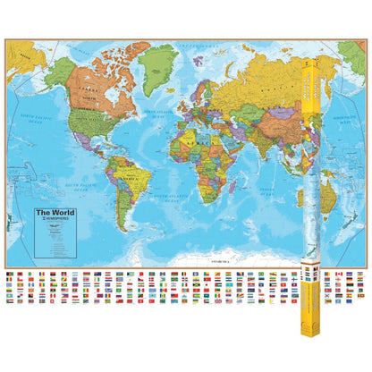 Blue Ocean Series World Laminated Wall Map, 38" x 51" - Loomini
