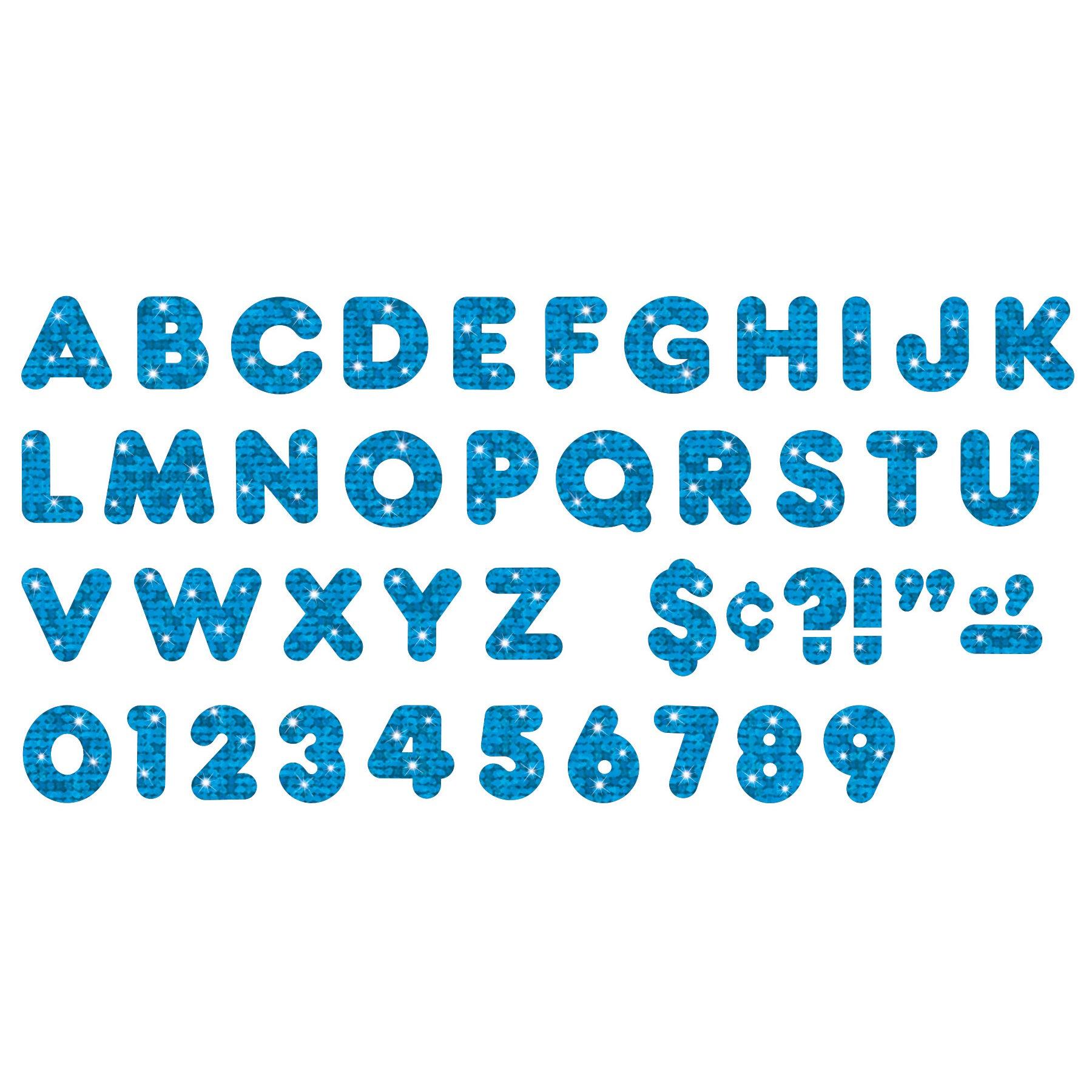 Blue Sparkle 4" Casual Uppercase Ready Letters®, 71 Per Pack, 3 Packs - Loomini