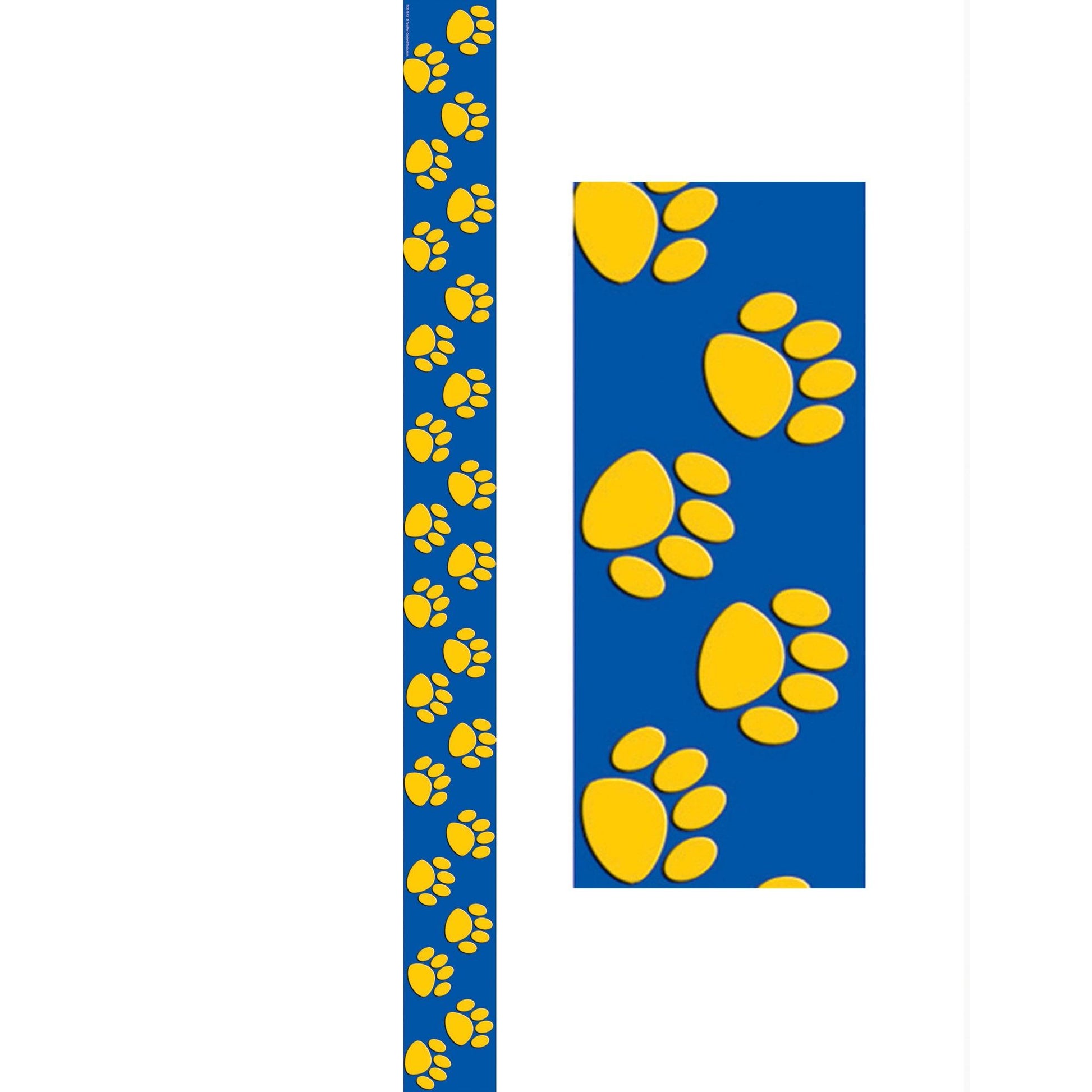 Blue with Gold Paw Prints Border Trim, 35 Feet Per Pack, 6 Packs - Loomini