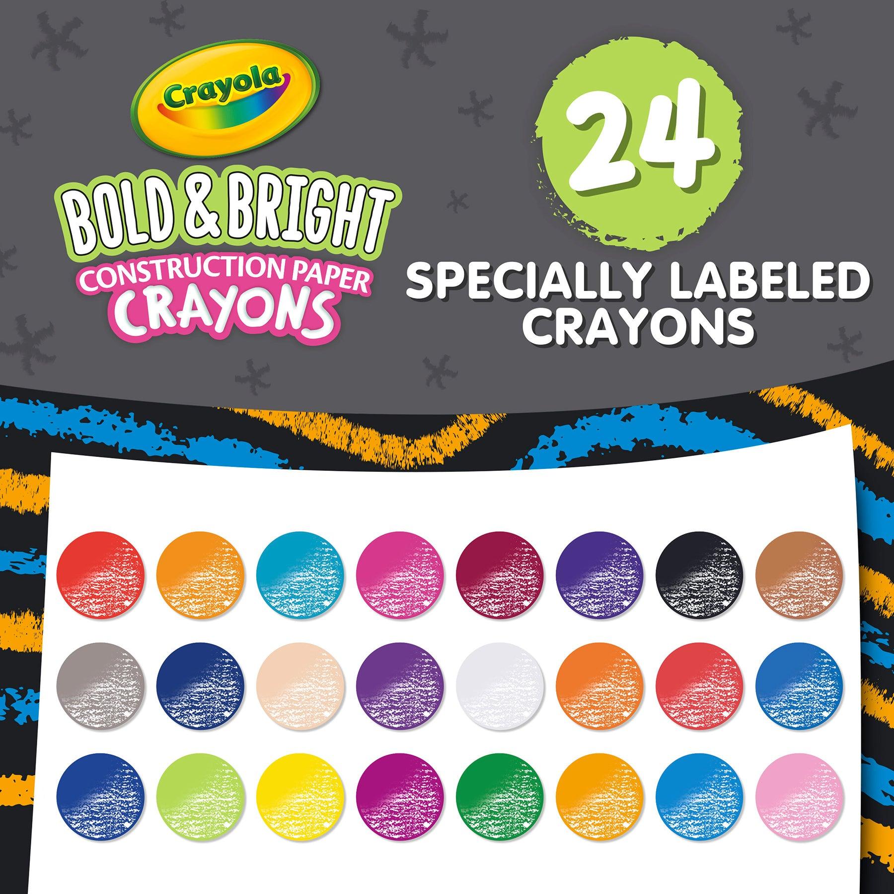 Bold & Bright Construction Paper Crayons, 24 Per Pack, 6 Packs - Loomini