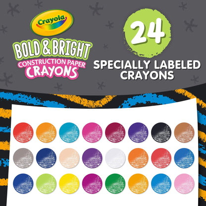 Bold & Bright Construction Paper Crayons, 24 Per Pack, 6 Packs - Loomini