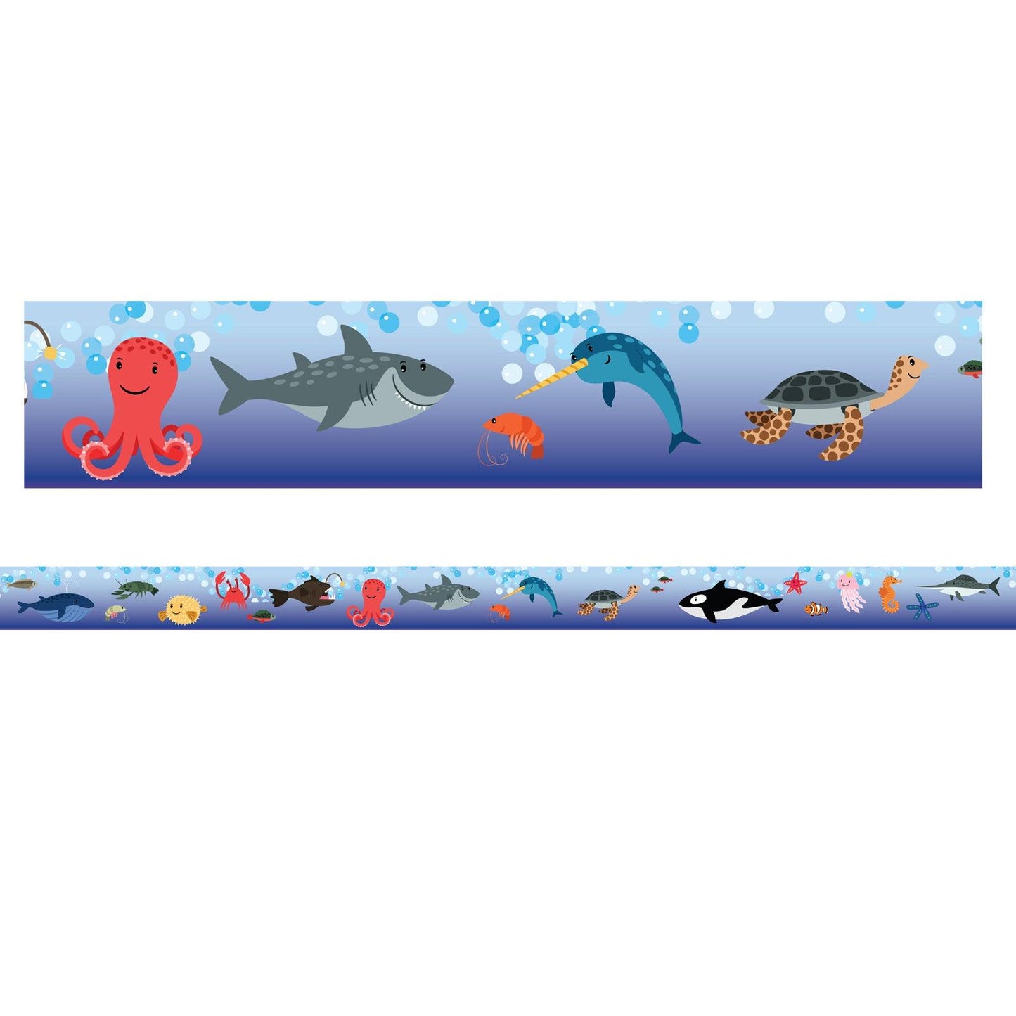 Borders/Trims, Magnetic, Rectangle Cut - 1-1/2" x 24", Sea Life Theme, 24' per Pack, 2 Packs - Loomini