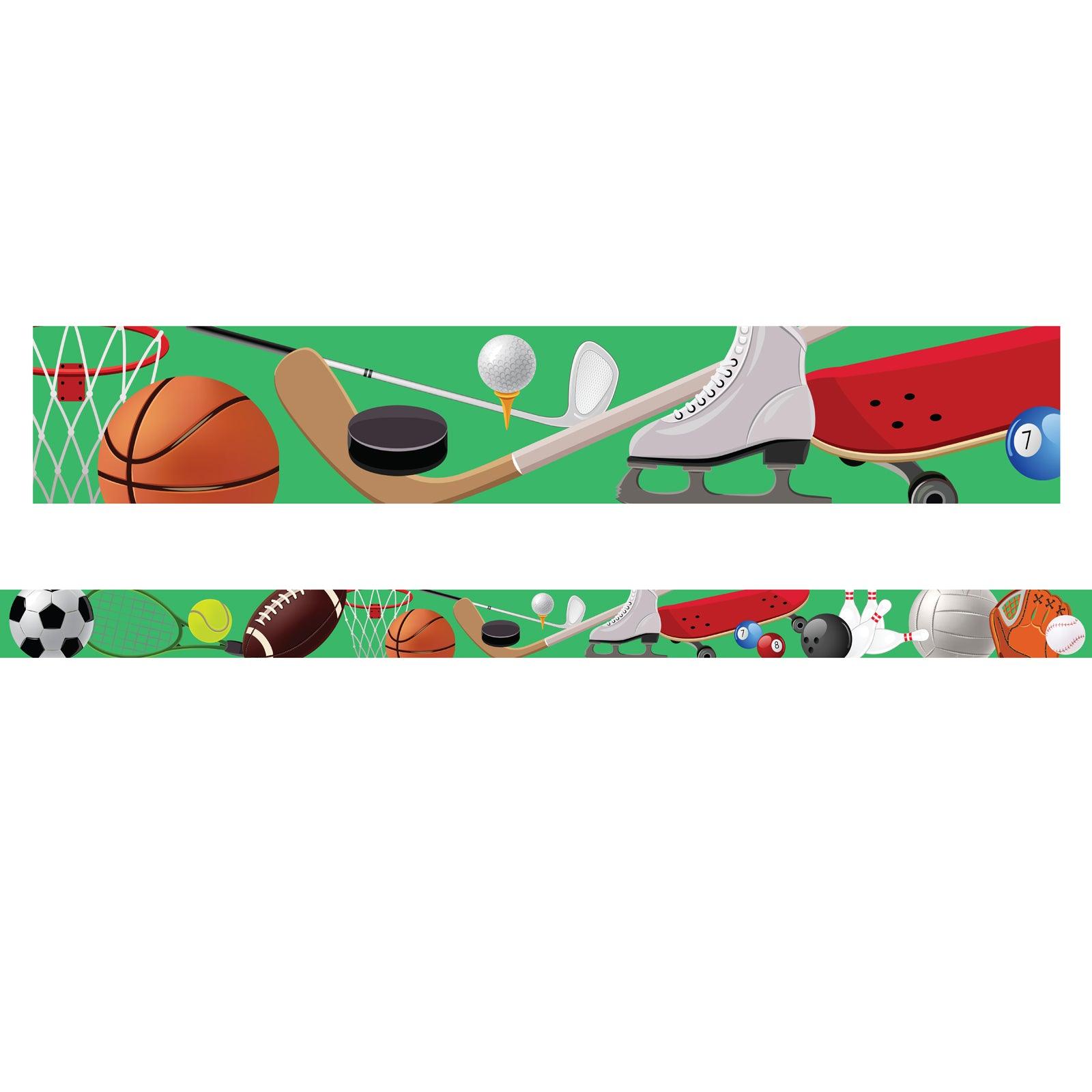 Borders/Trims, Magnetic, Rectangle Cut - 1-1/2" x 24", Sports Theme, 24' per Pack, 2 Packs - Loomini