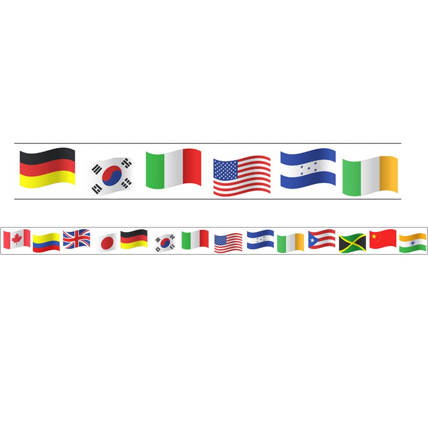 Borders/Trims, Magnetic, Rectangle Cut - 1-1/2" x 24", World Flags Theme, 24' per Pack, 2 Packs - Loomini