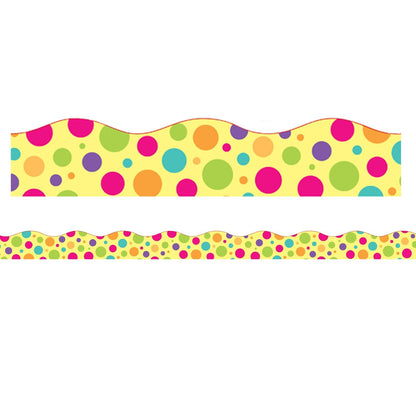 Borders/Trims, Magnetic, Scallop Cut - 1-1/2" x 24", Colorful Dot Theme, 24' per Pack, 2 Packs - Loomini