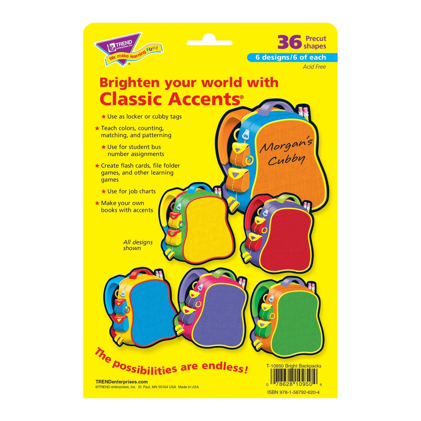 Bright Backpacks Classic Accents® Variety Pack, 36 Per Pack, 3 Packs - Loomini