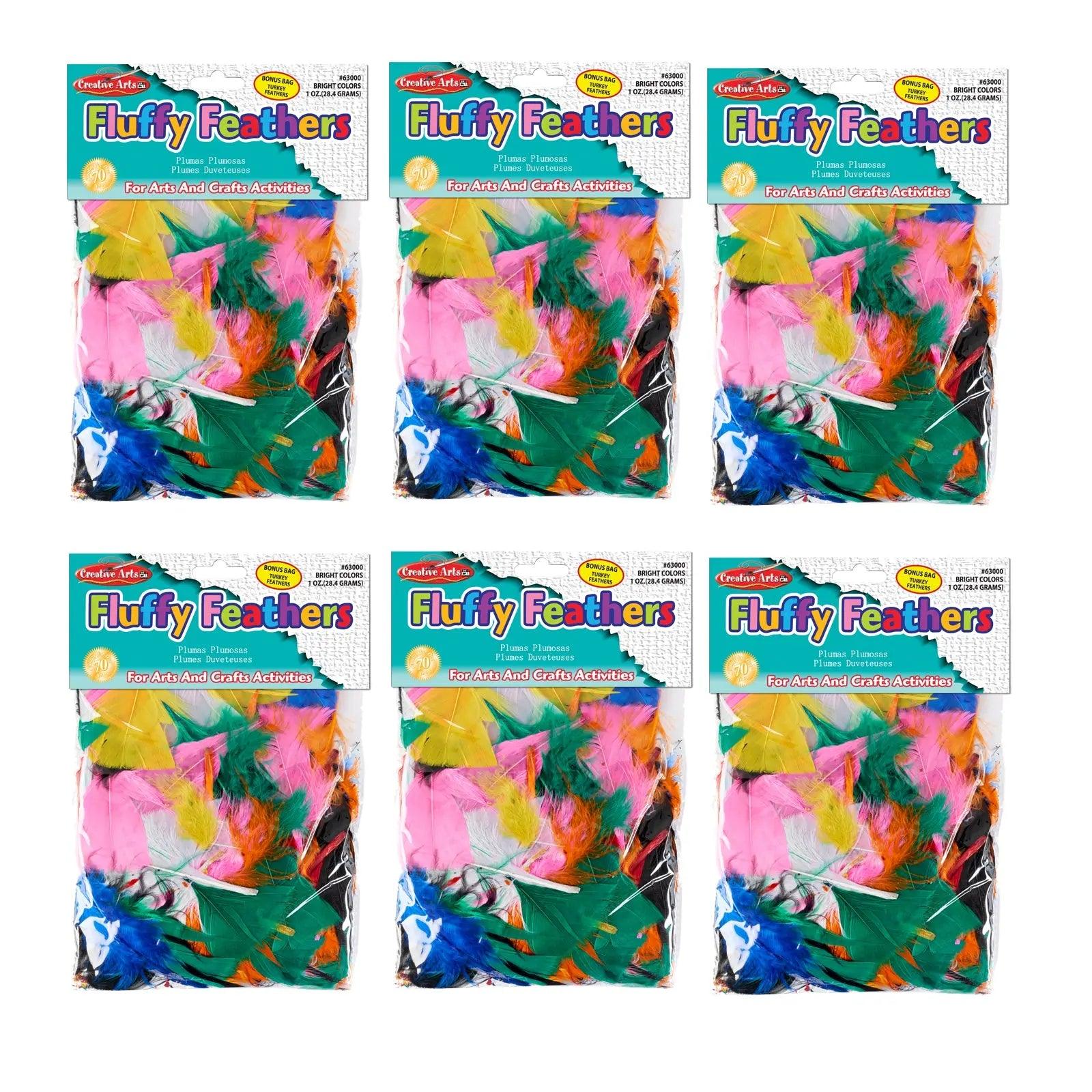 Bright Hues Fluffy Turkey Feathers, 1 oz Per Pack, 6 Packs Charles Leonard