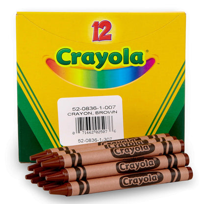 Bulk Crayons, Brown, Regular Size, 12 Per Box, 12 Boxes - Loomini