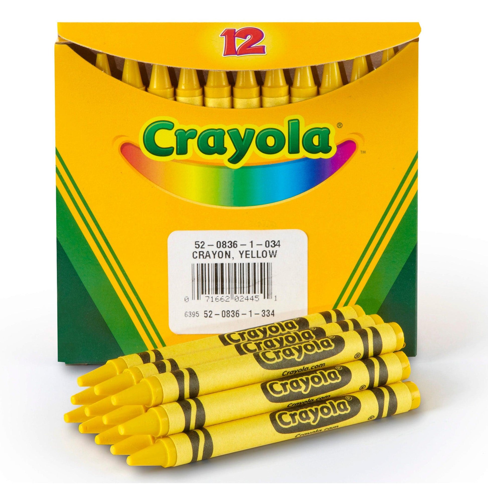 Bulk Crayons, Yellow, Regular Size, 12 Per Box, 12 Boxes - Loomini