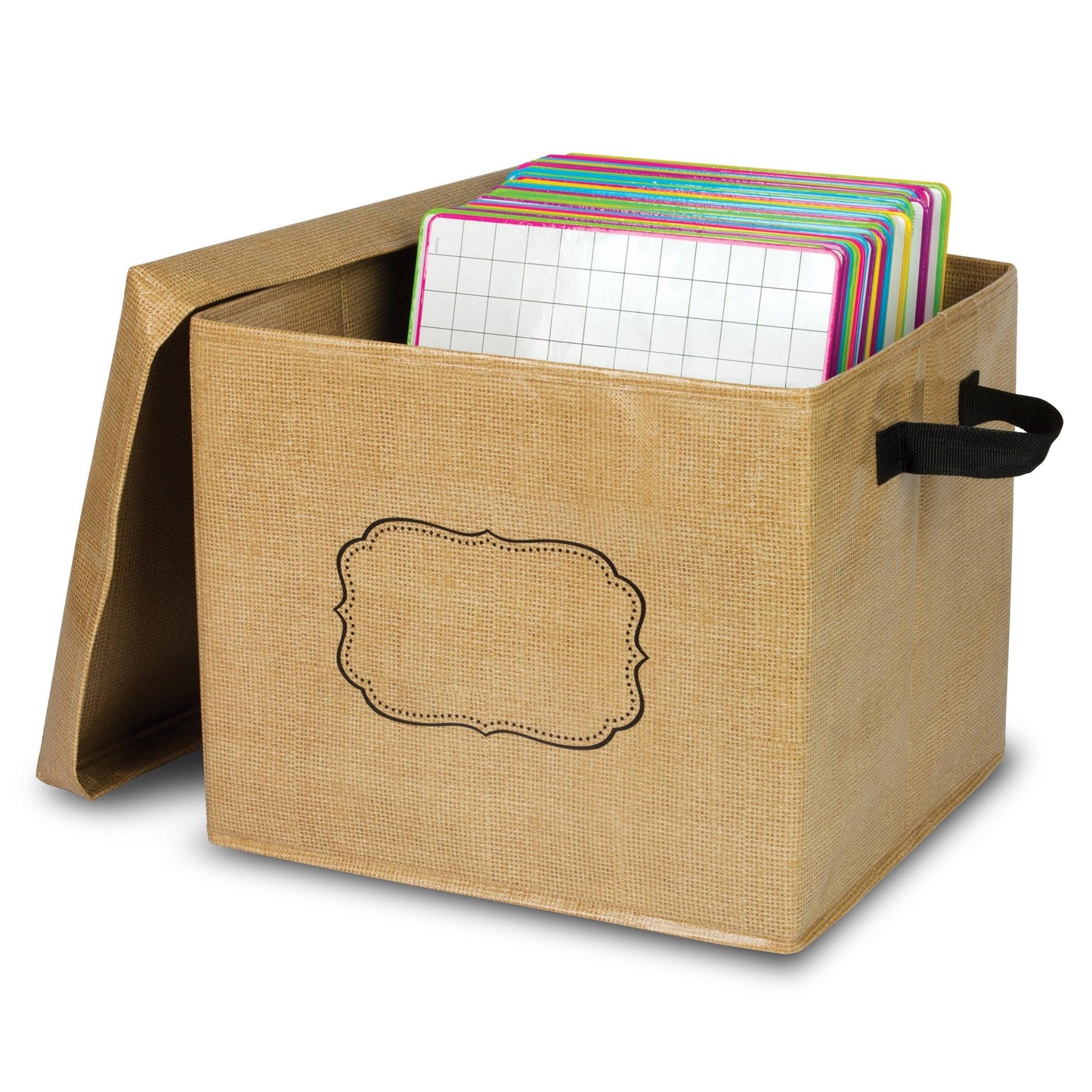 Burlap Design Storage Box with Lid - Loomini