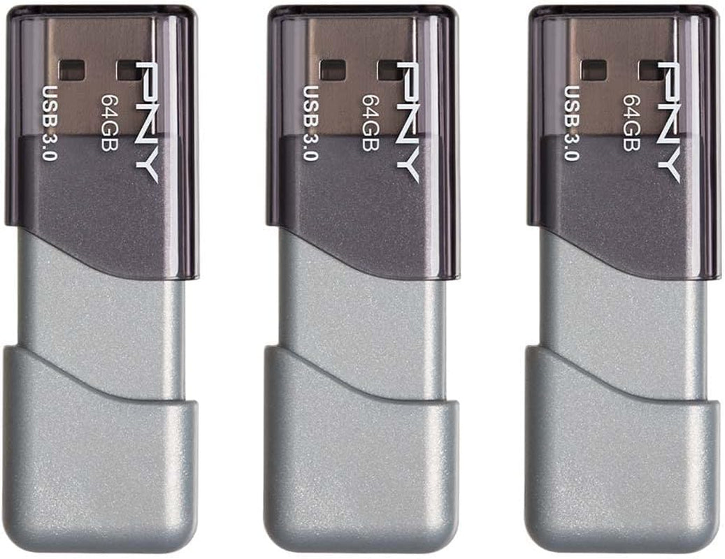 128GB Turbo Attaché 3 USB 3.0 Flash Drive, 2-Pack, Silver