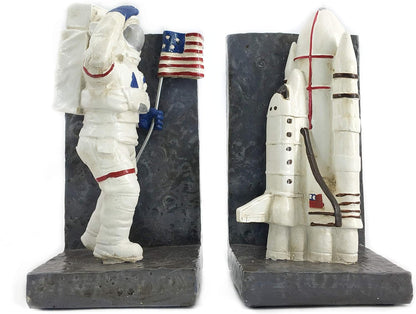 24650 Decorative Bookends Astronaut Space Rocket Ship Book Ends Stoppers Holders Unique Modern Home Accents 7 Inch Tall